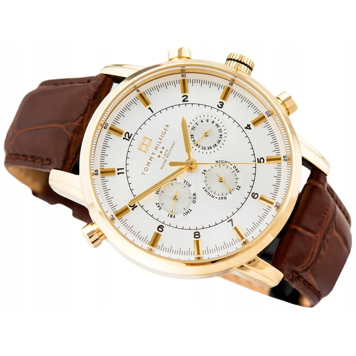  Shop Authentic Tommy Hilfiger Harrison White Dial Brown Leather Strap Watch for Men - 1790874 - Luxxuri