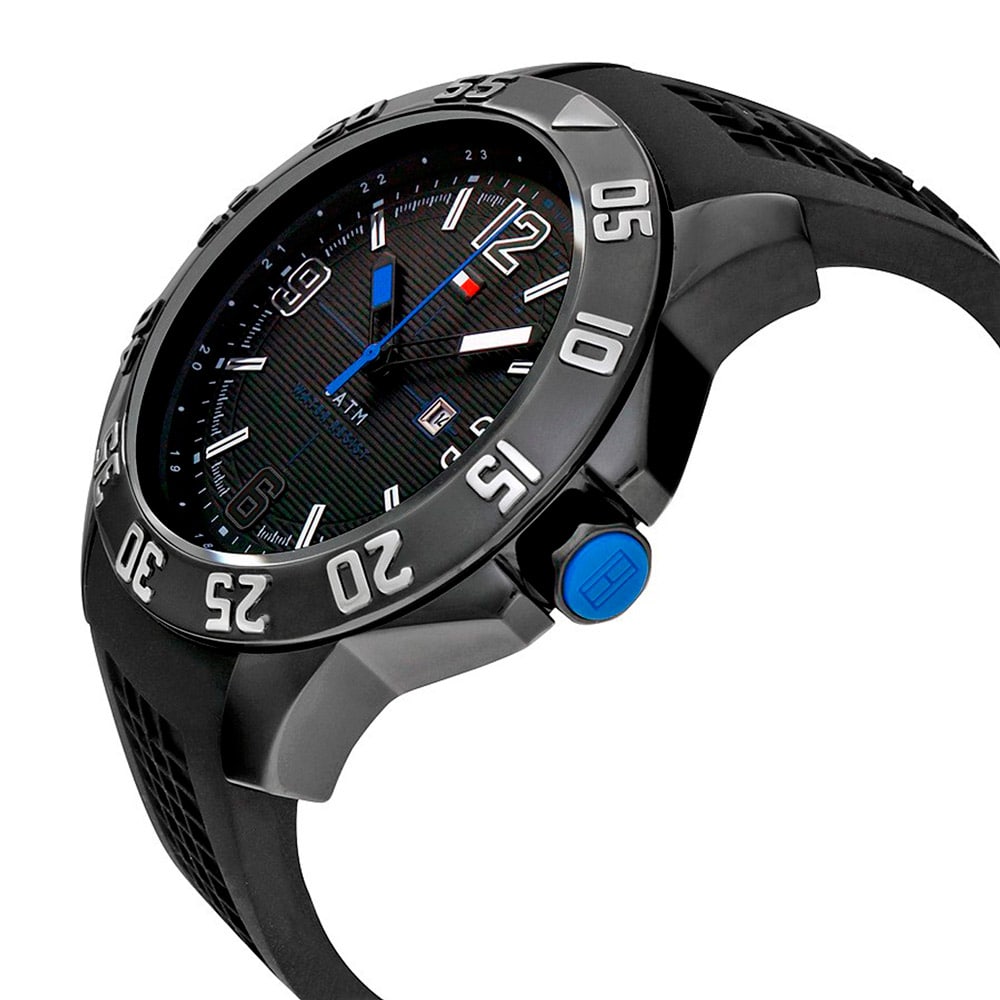  Shop Authentic Tommy Hilfiger Sport Multifunction Black Dial Black Rubber Strap Watch for Men - 1790983 - Luxxuri