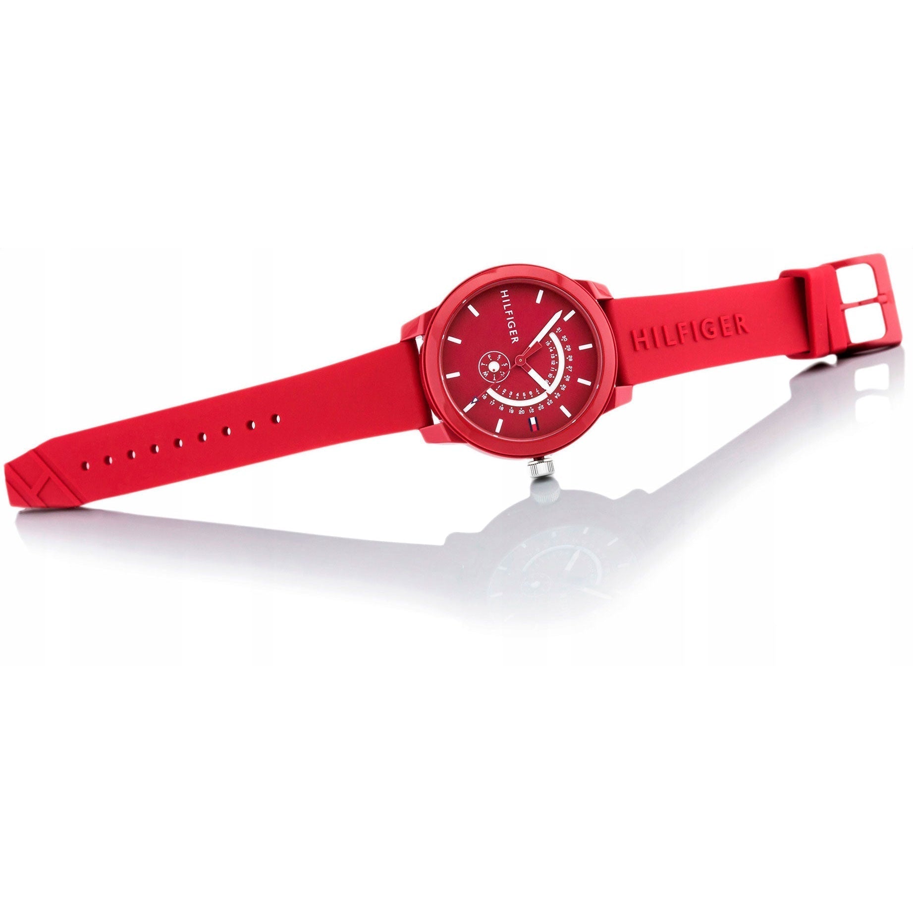  Shop Authentic Tommy Hilfiger Denim Quartz Red Dial Red Rubber Strap Watch for Men - 1791480 - Luxxuri