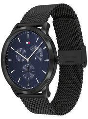  Shop Authentic Tommy Hilfiger Brad Quartz Blue Dial Black Mesh Bracelet Watch For Men - 1710392 - Luxxuri