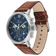  Shop Authentic Tommy Hilfiger Evan Chronograph Blue Dial Brown Leather Strap Watch for Men - 1710393 - Luxxuri