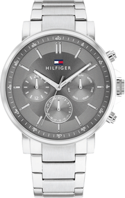  Shop Authentic Tommy Hilfiger Tyson Chronograph Grey Dial Silver Steel Strap Watch For Men - 1710604 - Luxxuri