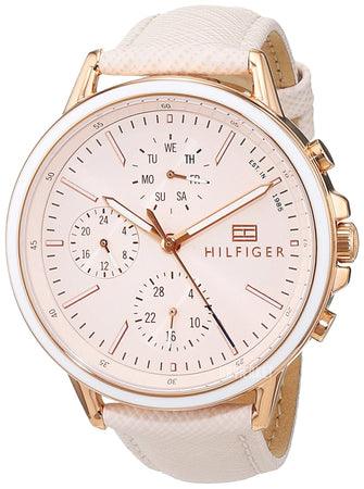  Shop Authentic Tommy Hilfiger Carly Cream Dial Cream Leather Strap Watch for Women -1781789 - Luxxuri