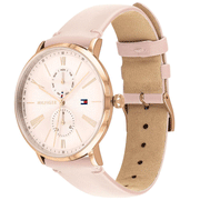  Shop Authentic Tommy Hilfiger Jenna Analog Pink Dial Pink Leather Strap Watch for Women - 1782071 - Luxxuri