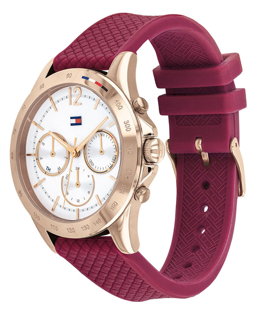  Shop Authentic Tommy Hilfiger Haven Quartz White Dial Red Rubber Strap Watch For Women - 1782200 - Luxxuri