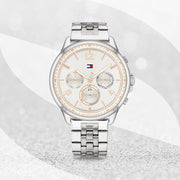  Shop Authentic Tommy Hilfiger Harper Chronograph White Dial Silver Steel Strap Watch For Women - 1782222 - Luxxuri