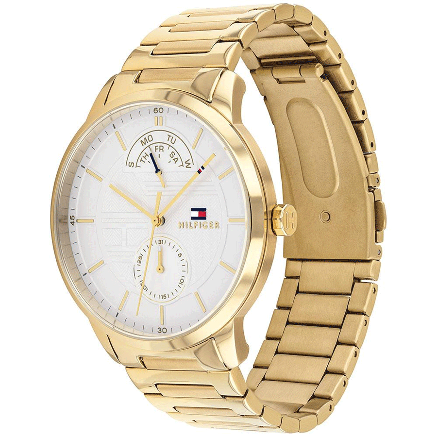  Shop Authentic Tommy Hilfiger Hunter White Dial Gold Steel Strap Watch for Men - 1791609 - Luxxuri