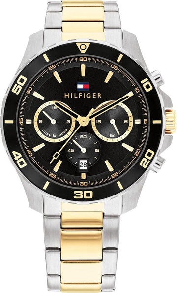  Shop Authentic Tommy Hilfiger Jordon Chronograph Black Dial Two Tone Steel Strap Watch For Men - 1792095 - Luxxuri