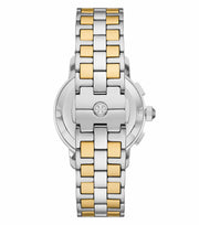 Tory Burch The Tory Chronograph White Dial Two Tone Steel Strap Watch for Women - TBW1052