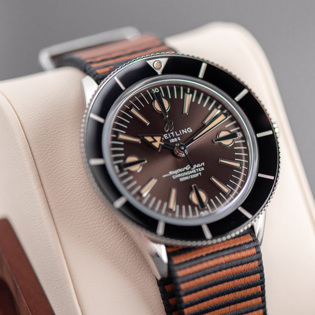  Shop Authentic Breitling Superocean Heritage '57 Outerknown Brown Dial Brown NATO Strap Watch for Men - A103703A1Q1W1 - Luxxuri
