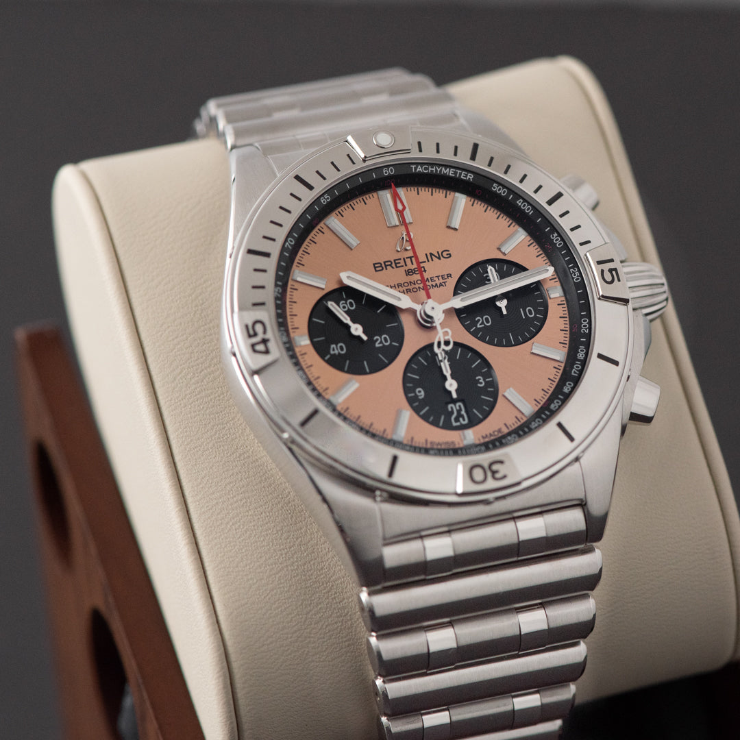  Shop Authentic Breitling Chronomat B01 42 Brown Dial Silver Steel Strap Watch for Men - AB0134101K1A1 - Luxxuri