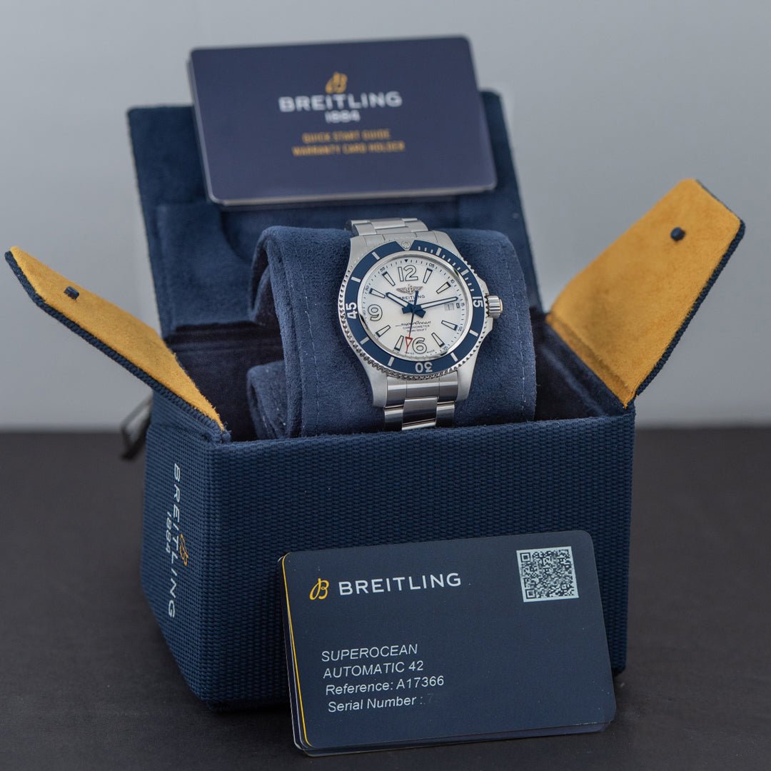  Shop Authentic Breitling Superocean 42mm White Dial Silver Steel Strap Watch for Men - A17366D81A1A1 - Luxxuri