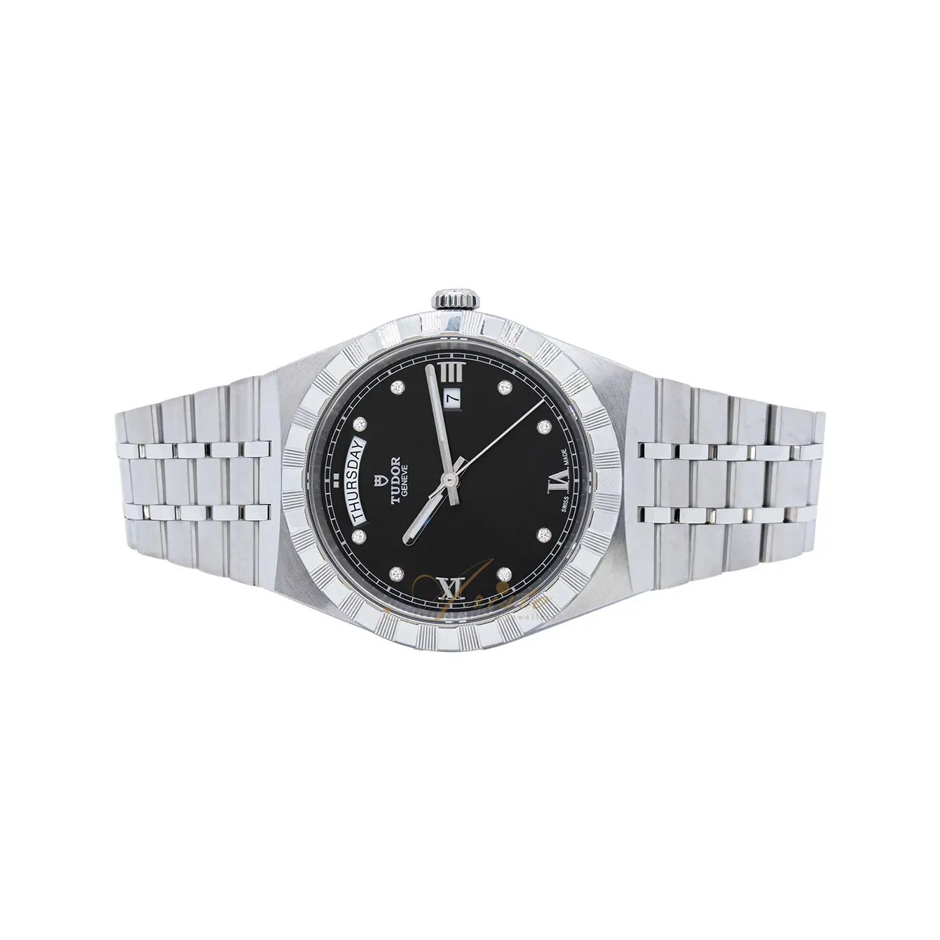 Shop Authentic Tudor Royal Automatic Diamonds Black Dial Silver Steel Strap Watch for Men - M28600-0004 - Luxxuri