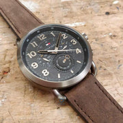  Shop Authentic Tommy Hilfiger Briggs Chronograph Black Dial Brown Leather Strap Watch for Men - 1791425 - Luxxuri