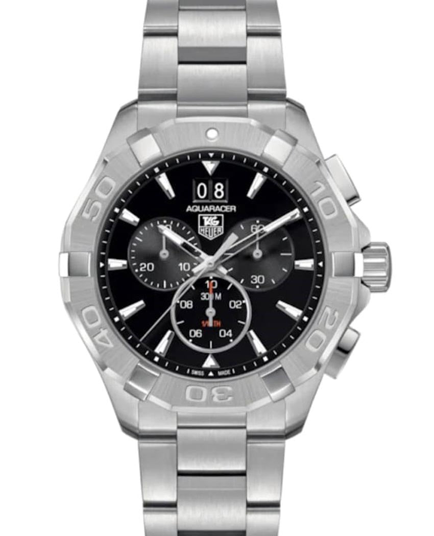  Shop Authentic Tag Heuer Aquaracer Chronograph Black Dial Silver Steel Strap Watch for Men - CAY1110.BA0927 - Luxxuri