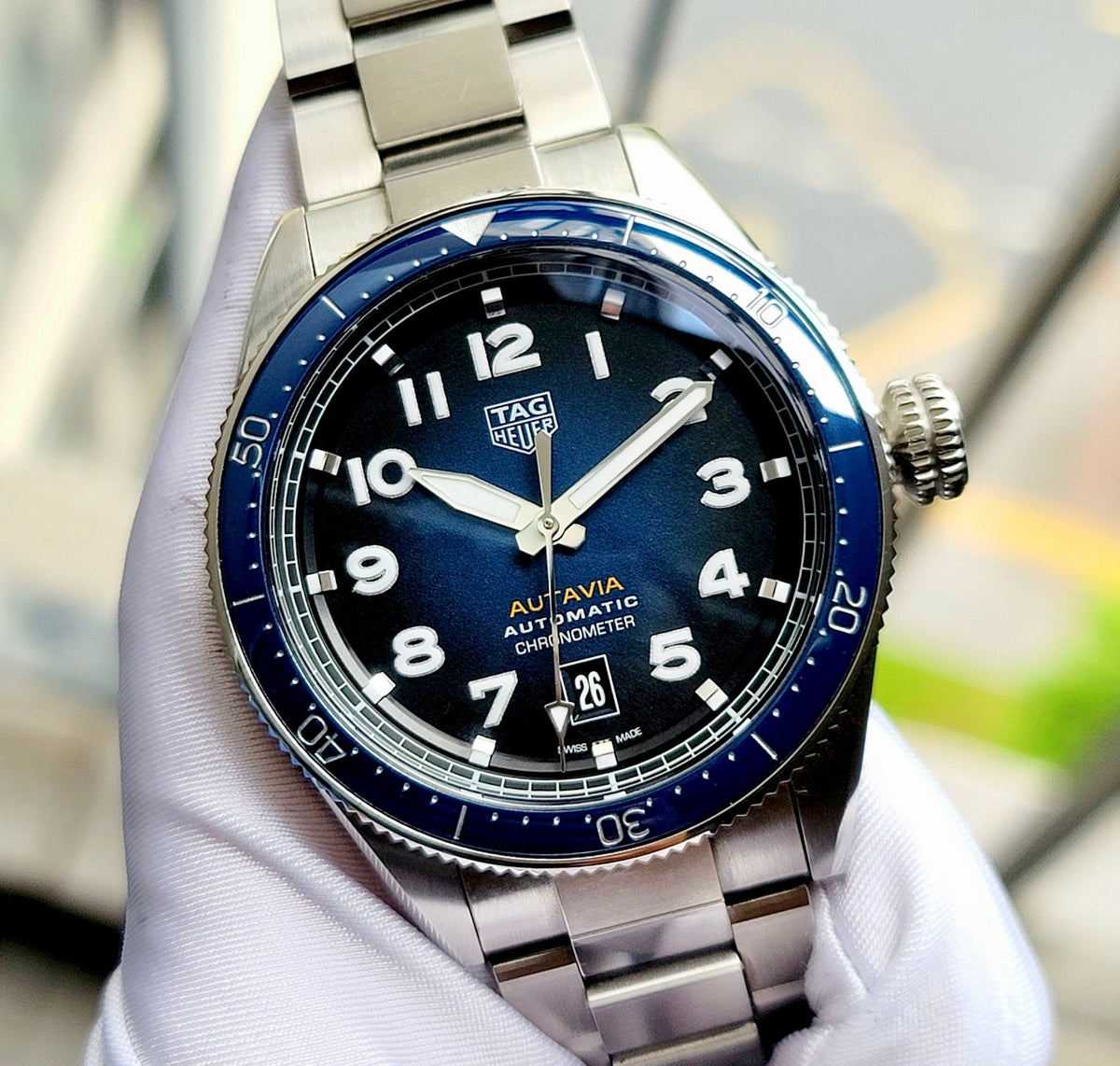  Shop Authentic Tag Heuer Autavia Blue Dial Watch for Men - WBE5116.EB0173 - Luxxuri