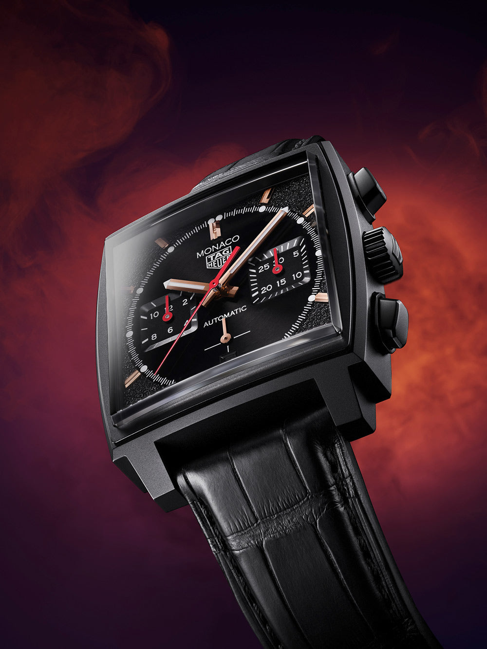  Shop Authentic Tag Heuer Monaco Automatic Chronograph Black Dial Black Leather Strap Watch for Men - CBL2180.FC6497 - Luxxuri