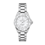  Shop Authentic Tag Heuer Aquaracer Diamonds White Mother of Pearl Dial Silver Steel Strap Watch for Women - WBD1314.BA0740 - Luxxuri