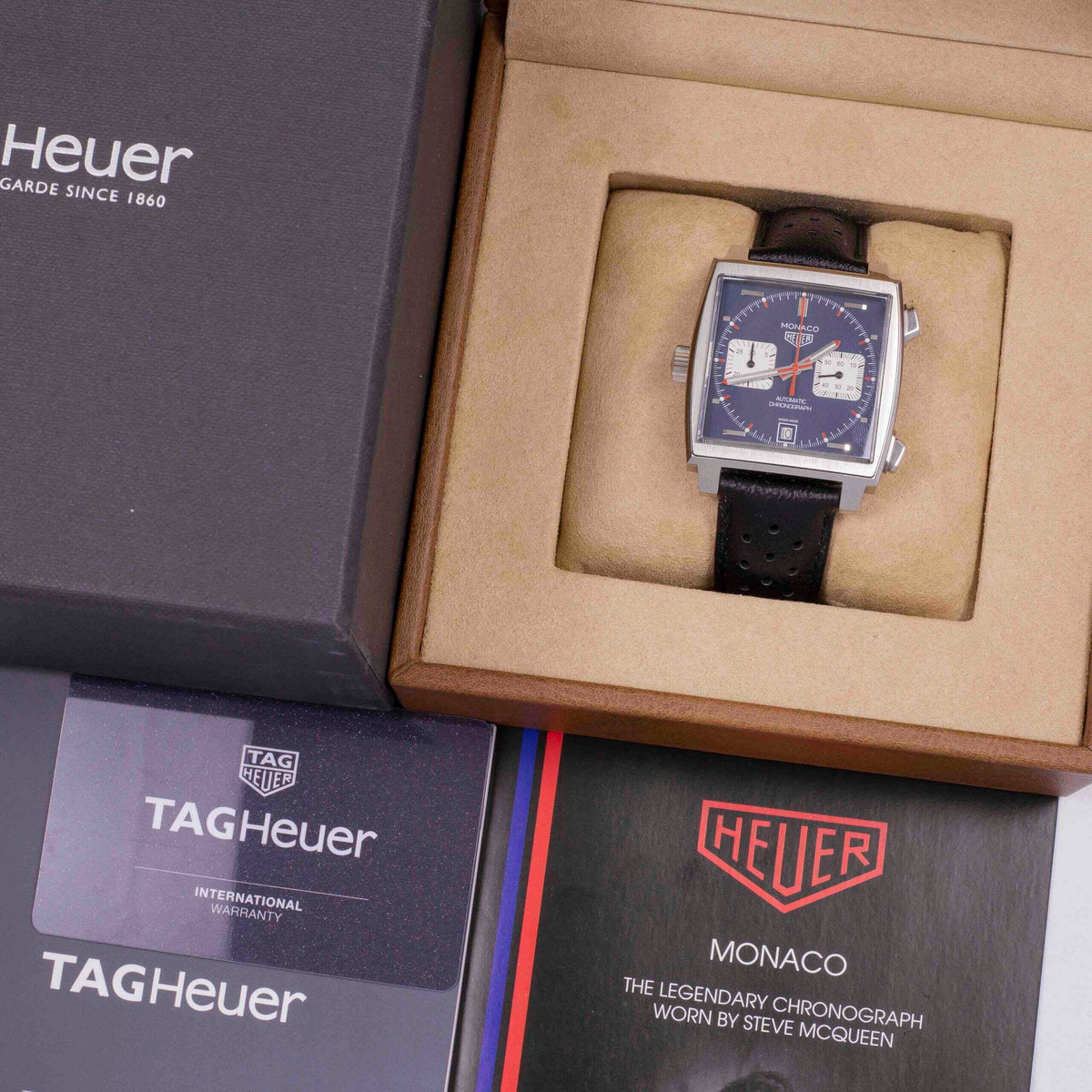  Shop Authentic Tag Heuer Monaco Automatic Chronograph Blue Dial Black Leather Strap Watch for Men - CAW211P.FC6356 - Luxxuri