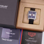  Shop Authentic Tag Heuer Monaco Automatic Chronograph Blue Dial Black Leather Strap Watch for Men - CAW211P.FC6356 - Luxxuri