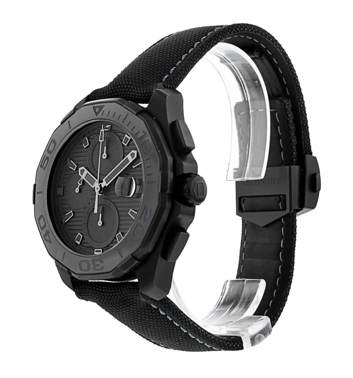  Shop Authentic Tag Heuer Aquaracer Automatic Chronograph Special Edition Titanium Grey Dial Black Leather Strap Watch for Men - CAY218B.FC6370 - Luxxuri