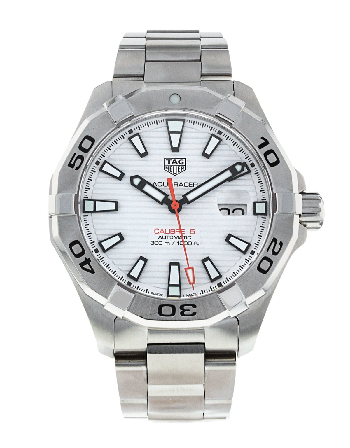  Shop Authentic Tag Heuer Aquaracer Calibre 5 Automatic White Dial Silver Steel Strap Watch for Men - WAY2013.BA0927 - Luxxuri