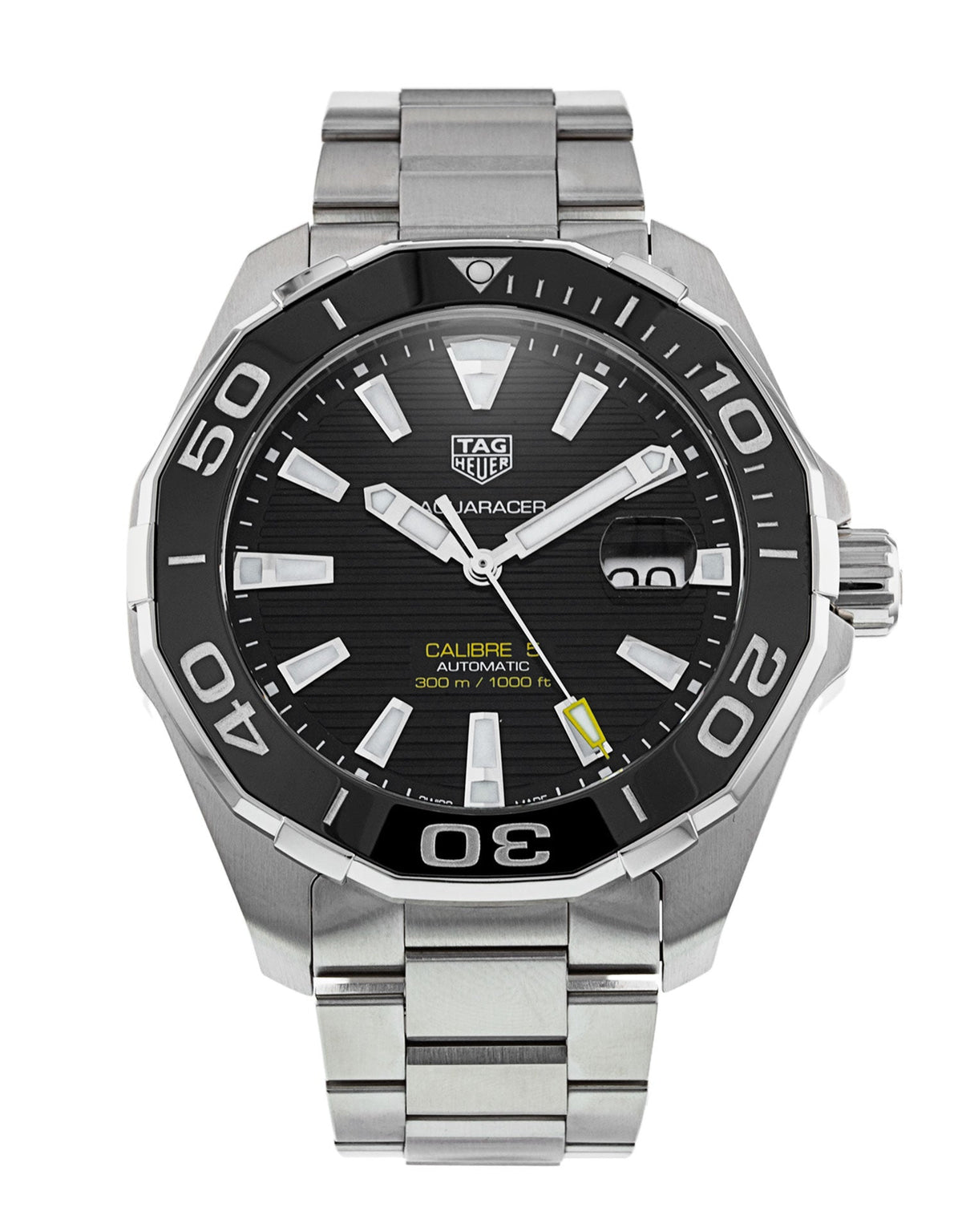  Shop Authentic Tag Heuer Aquaracer Black Dial Silver Steel Strap Strap Watch for Men - WAY201A.BA0927 - Luxxuri