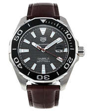  Shop Authentic Tag Heuer Aquaracer Caliber 5 Black Dial Brown Leather Strap Watch for Men - WAY201M.FC6474 - Luxxuri