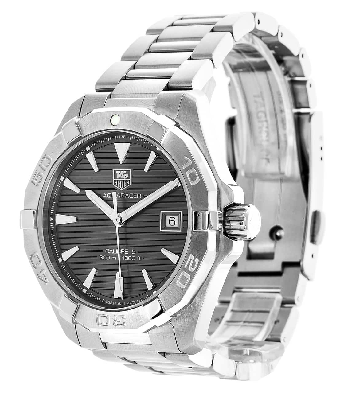  Shop Authentic Tag Heuer Aquaracer Automatic Anthracite Grey Dial Silver Steel Strap Watch for Men - WAY2113.BA0928 - Luxxuri