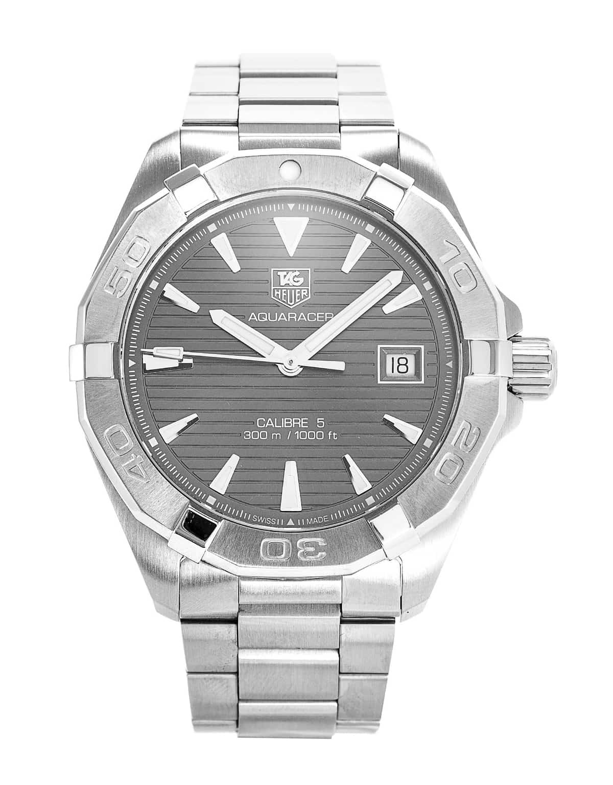  Shop Authentic Tag Heuer Aquaracer Automatic Anthracite Grey Dial Silver Steel Strap Watch for Men - WAY2113.BA0928 - Luxxuri