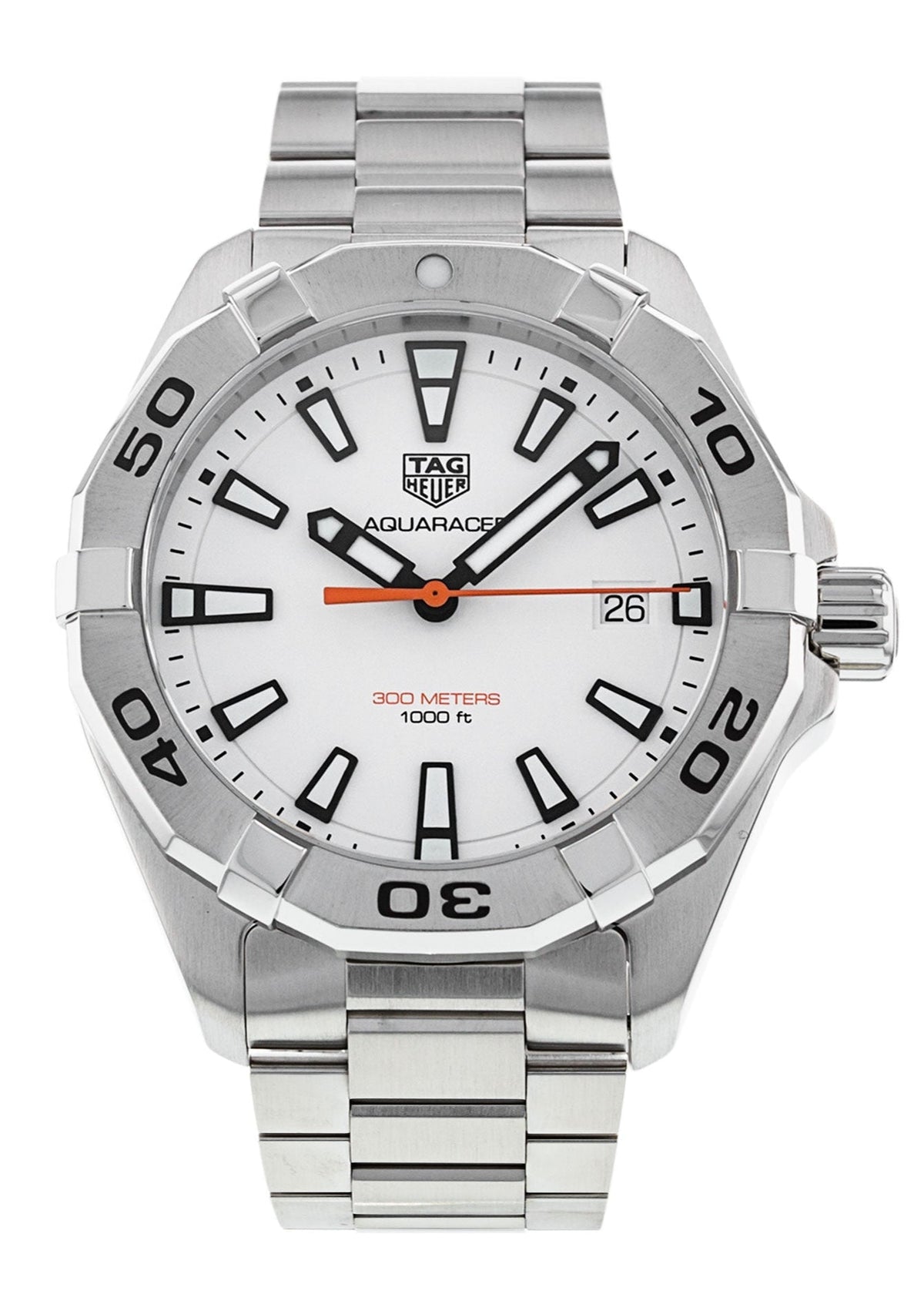  Shop Authentic Tag Heuer Aquaracer Quartz White Dial Silver Steel Strap Watch for Men - WBD1111.BA0928 - Luxxuri