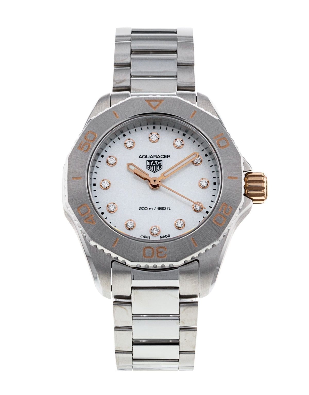  Shop Authentic Tag Heuer Aquaracer Professional 200 Quartz Diamonds White Dial Silver Steel Strap Watch for Women - WBP1450.BA0622 - Luxxuri