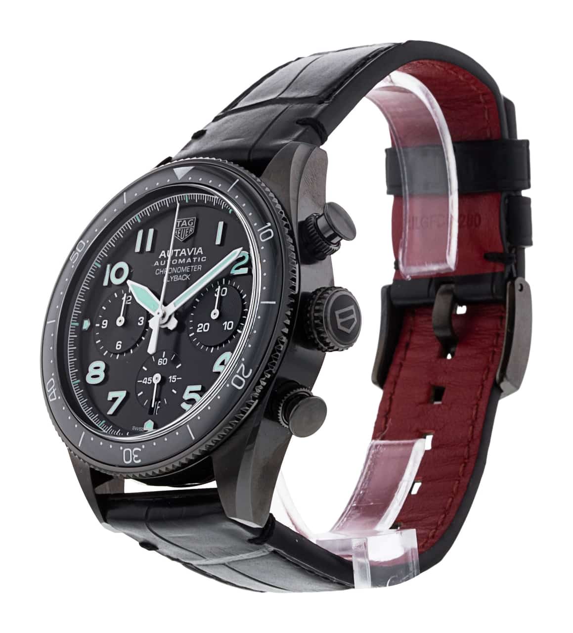  Shop Authentic Tag Heuer Autavia Chronometer Flyback Chronograph Black Dial Black Leather Strap Watch for Men - CBE511C.FC8280 - Luxxuri