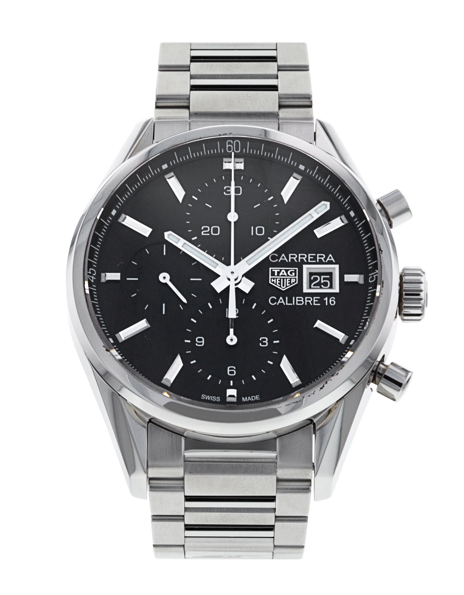  Shop Authentic Tag Heuer Carrera Automatic Chronograph Black Dial Silver Steel Strap Watch for Men - CBK2110.BA0715 - Luxxuri