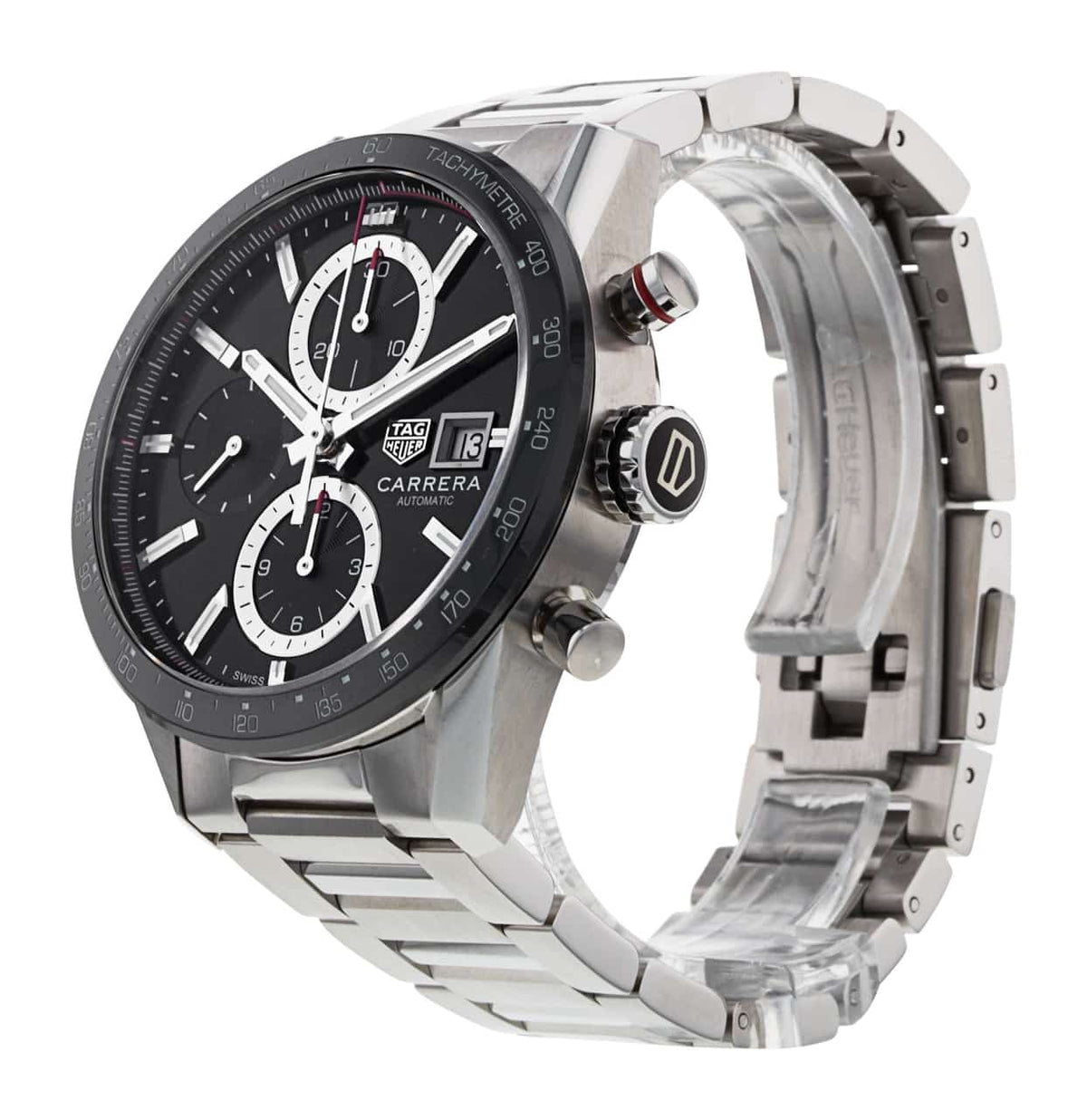  Shop Authentic Tag Heuer Carrera Automatic Chronograph Black Dial Silver Steel Strap Watch for Men - CBM2110.BA0651 - Luxxuri