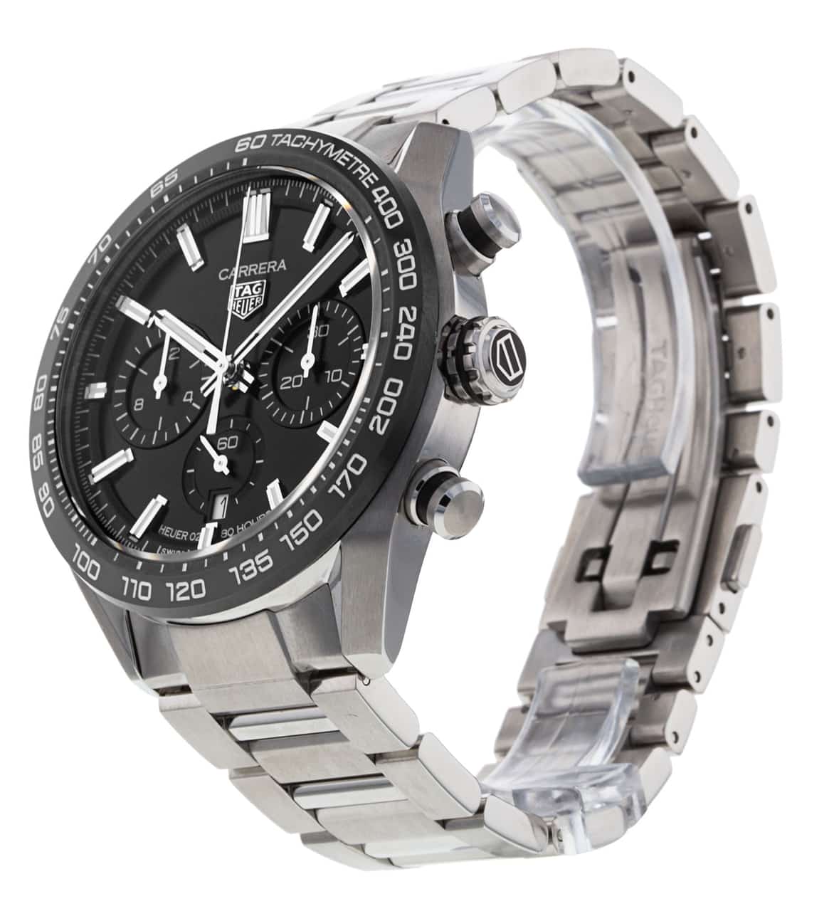  Shop Authentic Tag Heuer Carrera Automatic Chronograph Black Dial Silver Steel Strap Watch for Men - CBN2A1B.BA0643 - Luxxuri
