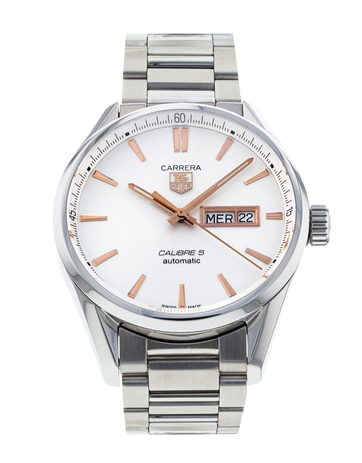  Shop Authentic Tag Heuer Carrera Calibre 5 White Dial Silver Steel Strap Watch for Men - WAR201D.BA0723 - Luxxuri