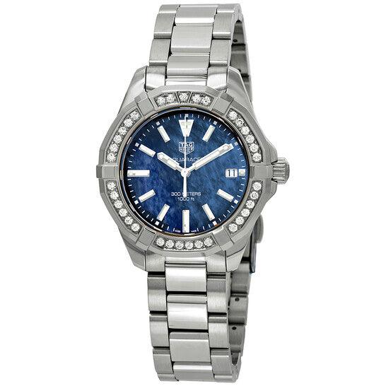 Tag Heuer Aquaracer Quartz Diamonds Blue Dial Silver Steel Strap Watch for Women - WAY131N.BA0748