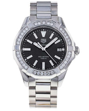  Shop Authentic Tag Heuer Aquaracer Quartz Diamonds Black Dial Silver Steel Strap Watch for Women - WAY131P.BA0748 - Luxxuri