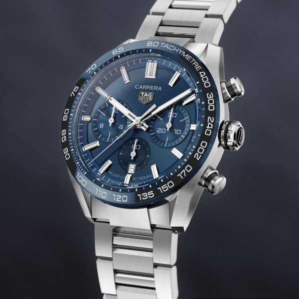 Shop Authentic Tag Heuer Carrera Chronograph Blue Dial Silver Steel Strap Watch for Men - CBN2A1A.BA0643 - Luxxuri