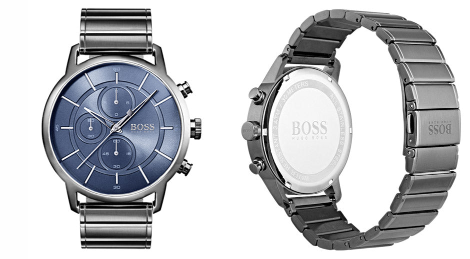  Shop Authentic Hugo Boss Architectural Blue Dial Grey Steel Strap Watch for Men - 1513574 - Luxxuri