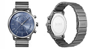  Shop Authentic Hugo Boss Architectural Blue Dial Grey Steel Strap Watch for Men - 1513574 - Luxxuri