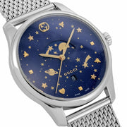  Shop Authentic Gucci G-Timeless Motifs Moon Phase Blue Dial Silver Mesh Bracelet Watch For Men - YA126328 - Luxxuri