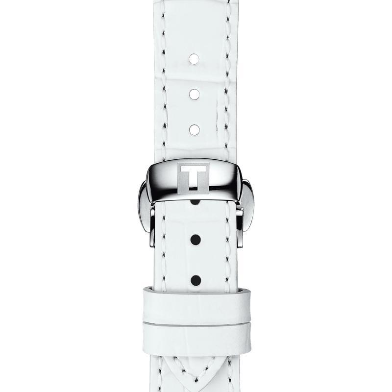 Shop Authentic Tissot T-Classic Powermatic 80 Mother of Pearl Silver Dial White Leather Strap Watch For Women - T108.208.26.117.00 - Luxxuri