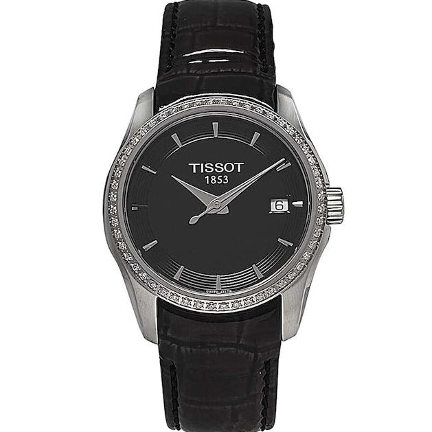  Shop Authentic Tissot T Trend Couturier Diamonds Black Dial Black Leather Strap Watch for Women - T035.210.66.051.00 - Luxxuri