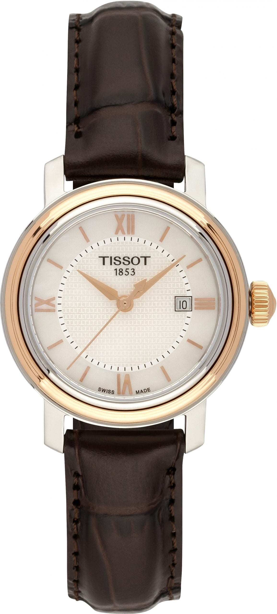 Shop Authentic Tissot Bridgeport Lady White Dial Brown Leather Strap Watch For Women - T097.010.26.118.00 - Luxxuri