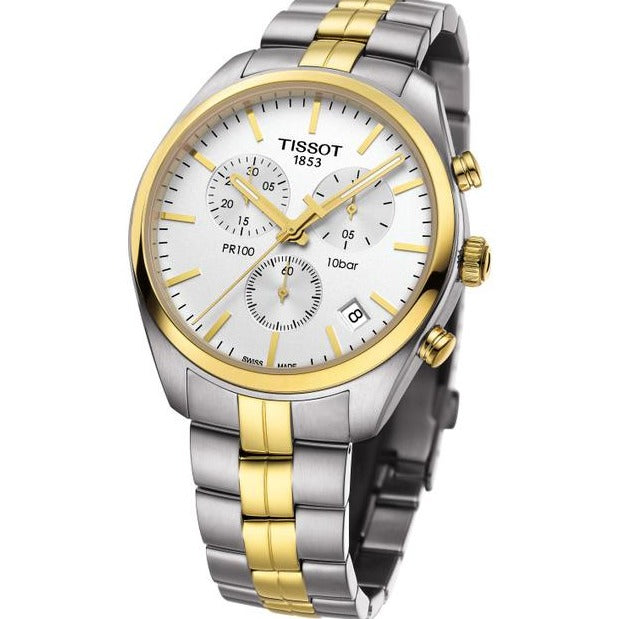  Shop Authentic Tissot T Sport PR 100 Chronograph White Dial Two Tone Steel Strap Watch For Men - T101.417.22.031.00 - Luxxuri