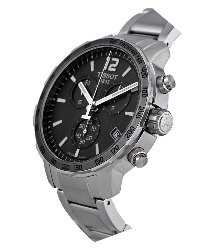  Shop Authentic Tissot Quickster Chronograph Black Dial Silver Steel Strap Watch For Men - T095.417.11.067.00 - Luxxuri