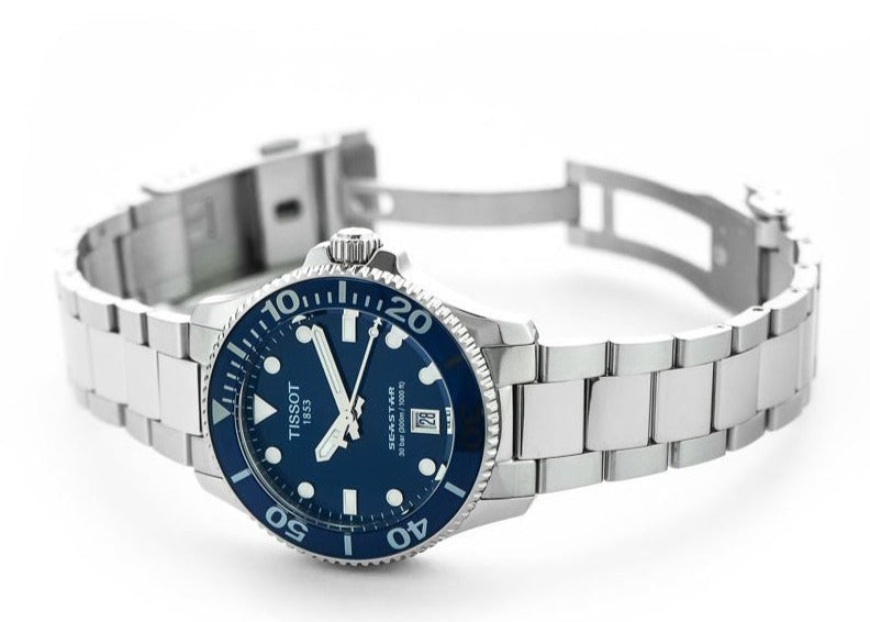  Shop Authentic Tissot Seastar 1000 Lady Blue Dial Silver Steel Strap Watch For Women - T120.210.11.041.00 - Luxxuri