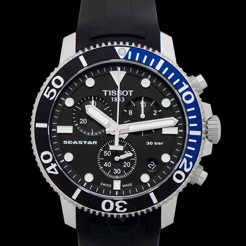  Shop Authentic Tissot Seastar 1000 Chronograph Black Dial Black Rubber Strap Watch For Men - T120.417.17.051.02 - Luxxuri